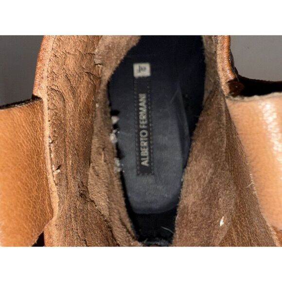 Alberto Fermani Ankle Boot Leather Bootie Brown Western Boho Block Heel 38.5/8.5 - Picture 13 of 14